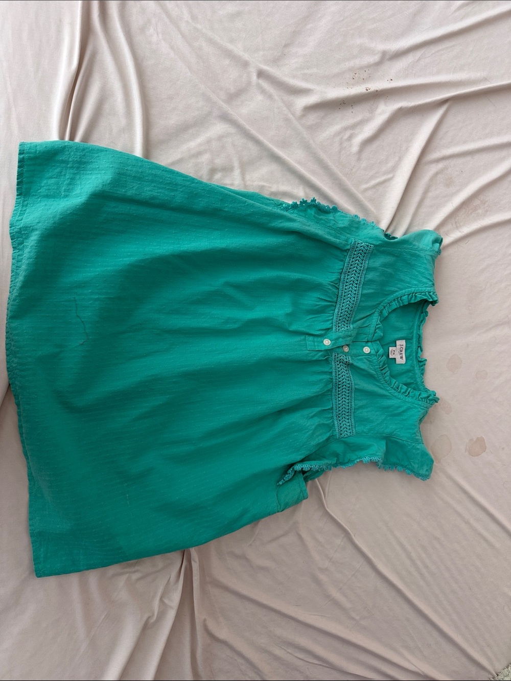 Girls Teal Ruffled Sleeve Tunic Top